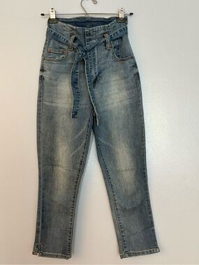 Boom Boom Jeans High-Waist Tie-Belt Light Wash Jeans